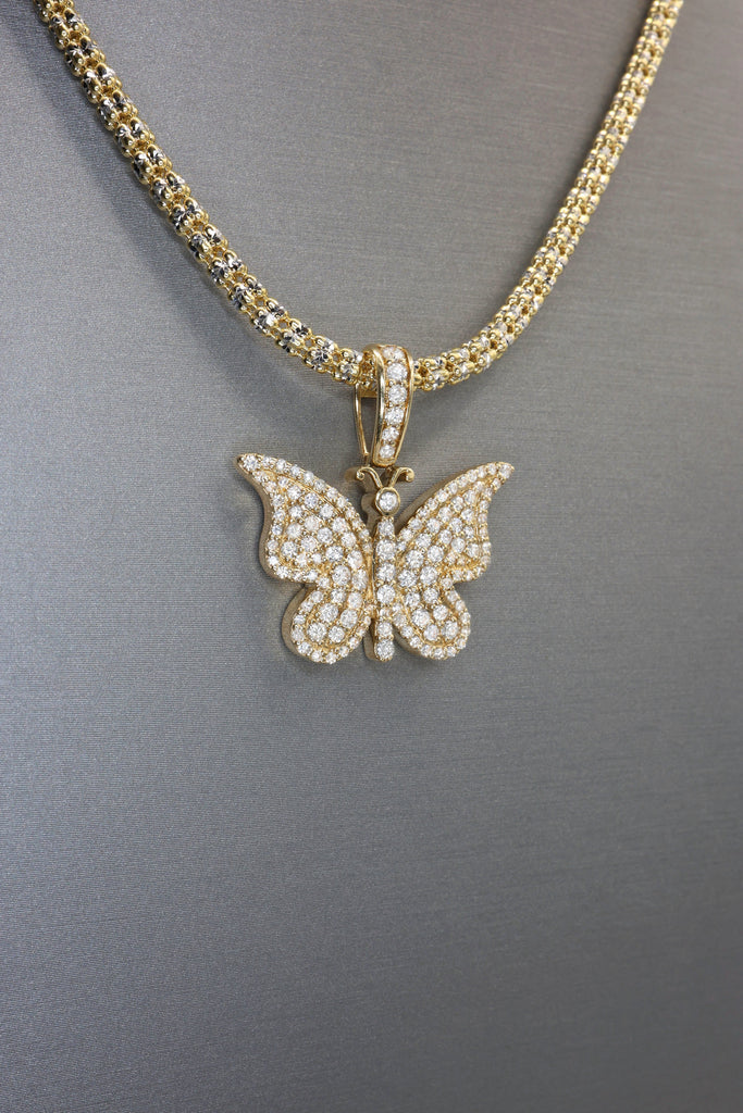 *NEW* 14k Moon Iced Choker W/ Butterfly Diamond 💎 Pendant JTJ™ - - Javierthejeweler
