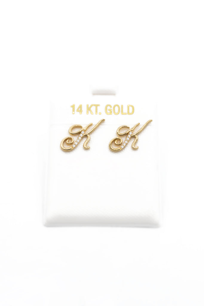 *NEW* 14K Initial (K) Earrings Cz JTJ™ - Javierthejeweler