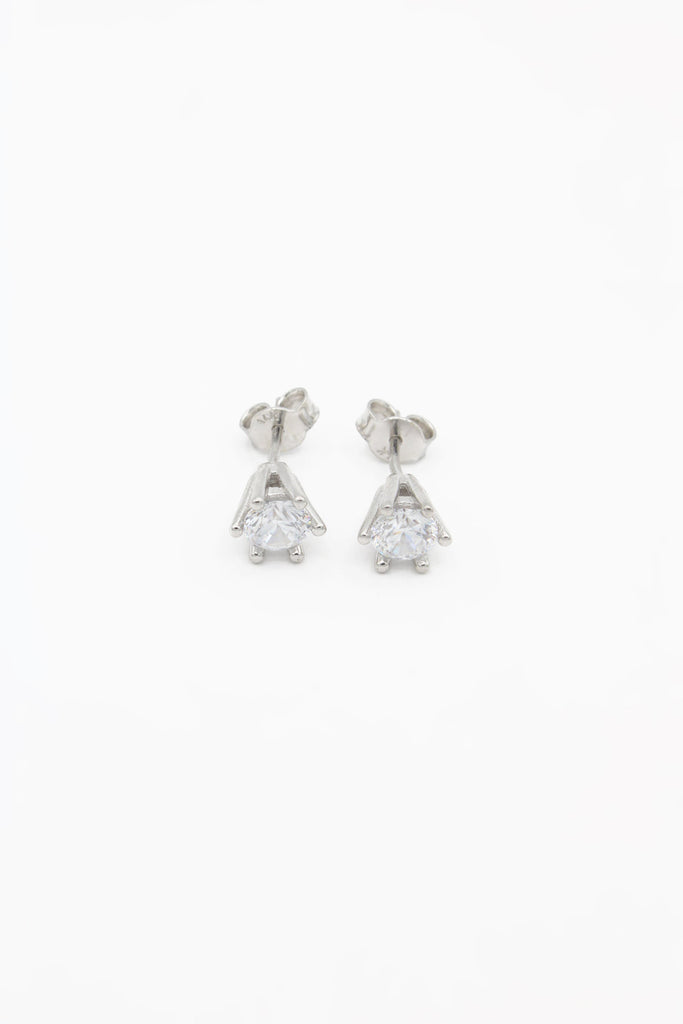 *NEW* 14k White CZ Stud Earrings (6.5MM) JTJ™ - Javierthejeweler