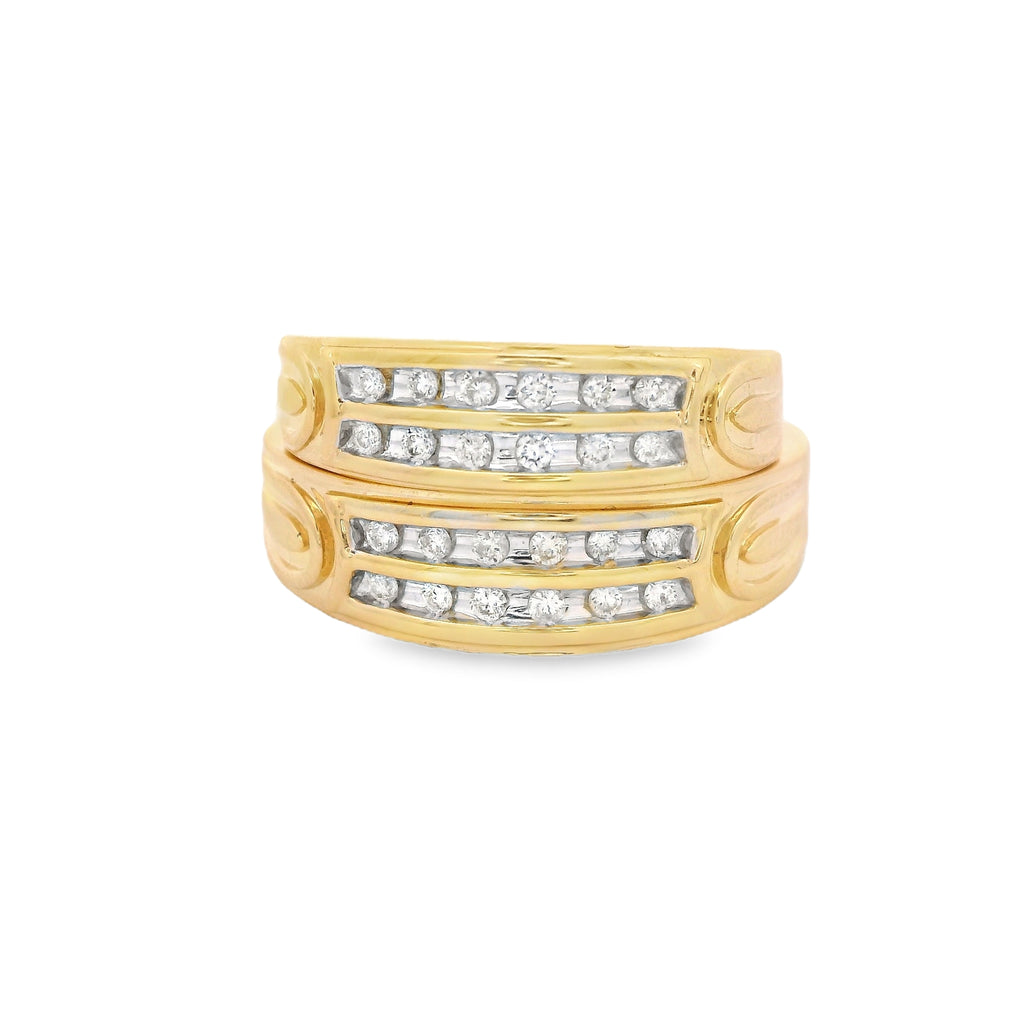 14k Trio Set Diamond 💎 Double Line Alt. Rings JTJ™ - Javierthejeweler