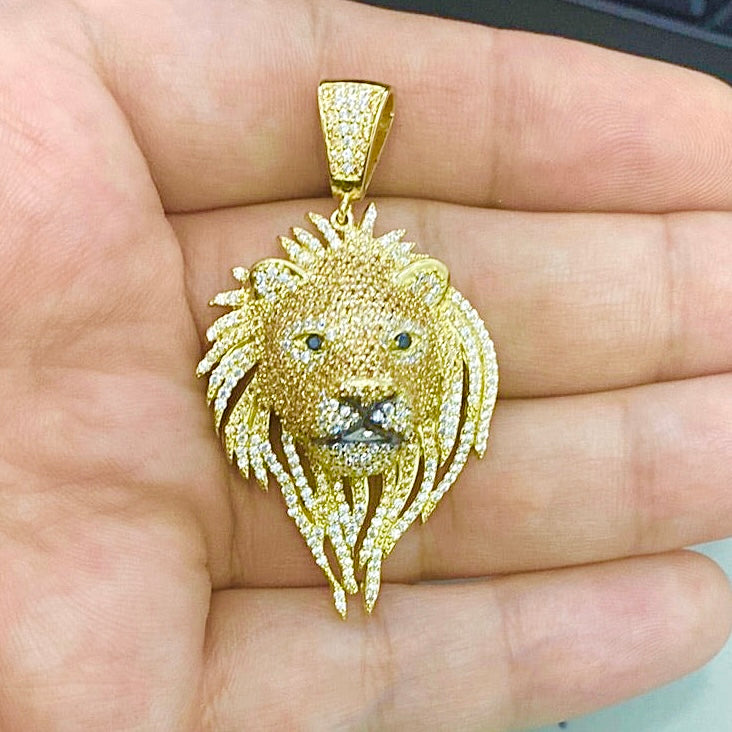 14k CZ Lions Head Pendant JTJ™ - Javierthejeweler