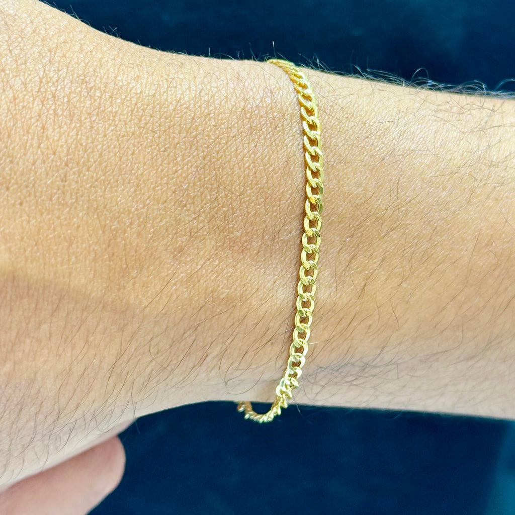 14k Hollow Cuban Curb Bracelet for Men (3.5 mm - 8” Inches) JTJ™- - Javierthejeweler