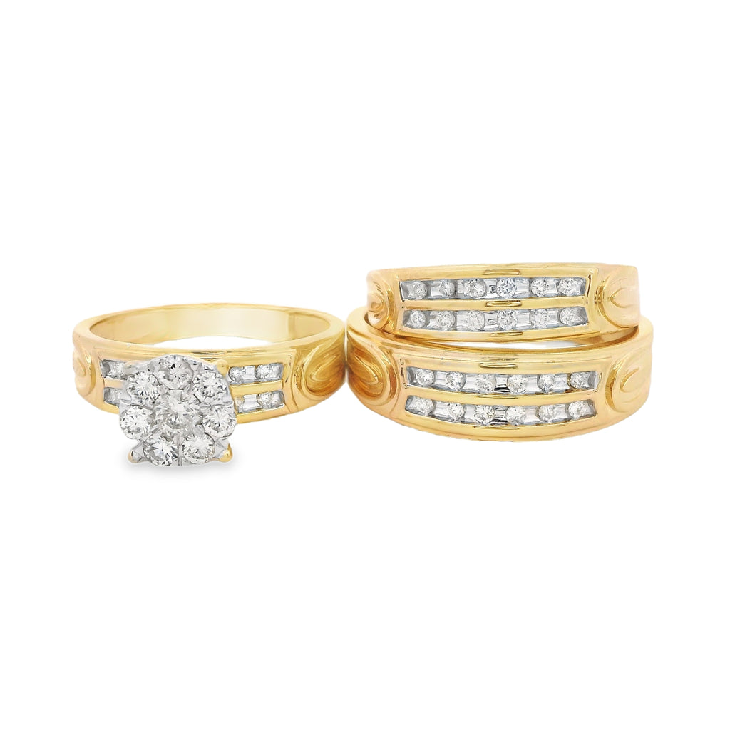 14k Trio Set Diamond 💎 Double Line Alt. Rings JTJ™ - Javierthejeweler
