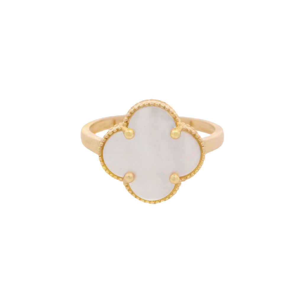 14k Women’s White Clover Ring (M) JTJ™ - Javierthejeweler