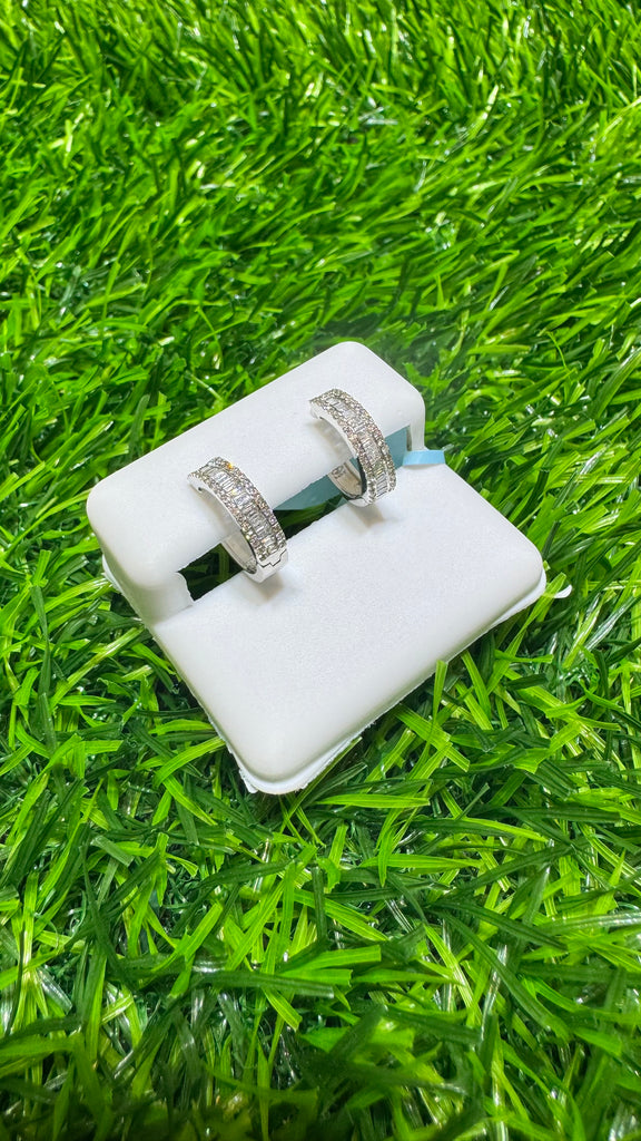 *NEW* 14K (VS) White 💎💎 HOOPS Baguette Diamonds Earrings (L) JTJ™ - Javierthejeweler