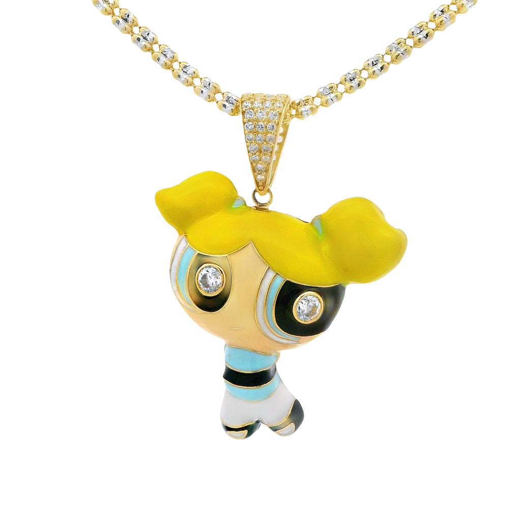 14K CZ PP Burbuja Pendant W/ Moon Ice Chain (2.5MM - 16" Inches) JTJ™ - Javierthejeweler