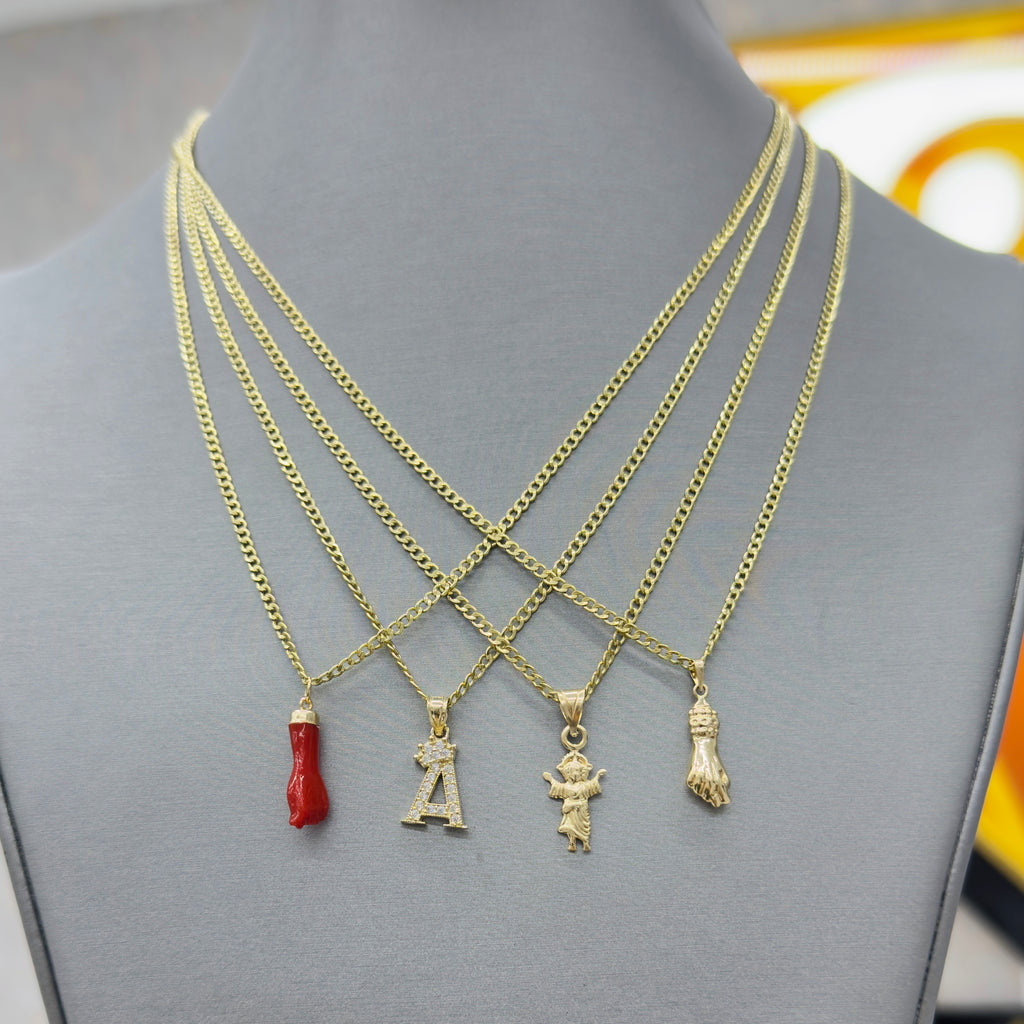 14 K Pendant w/ Hollow Cuban Curb Chain (18" Inches) 😍 JTJ™ - Javierthejeweler