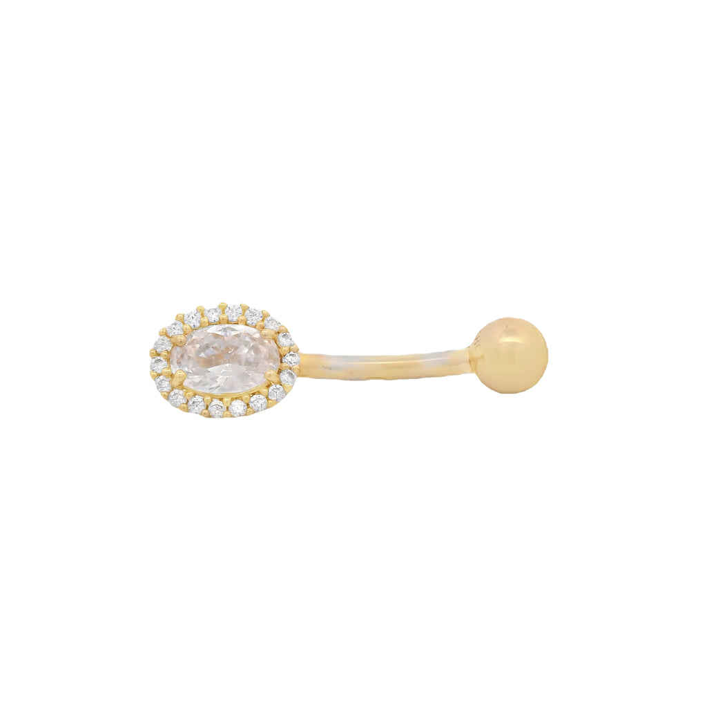14K CZ Stone Fancy Belly Piercing JTJ™ - Javierthejeweler