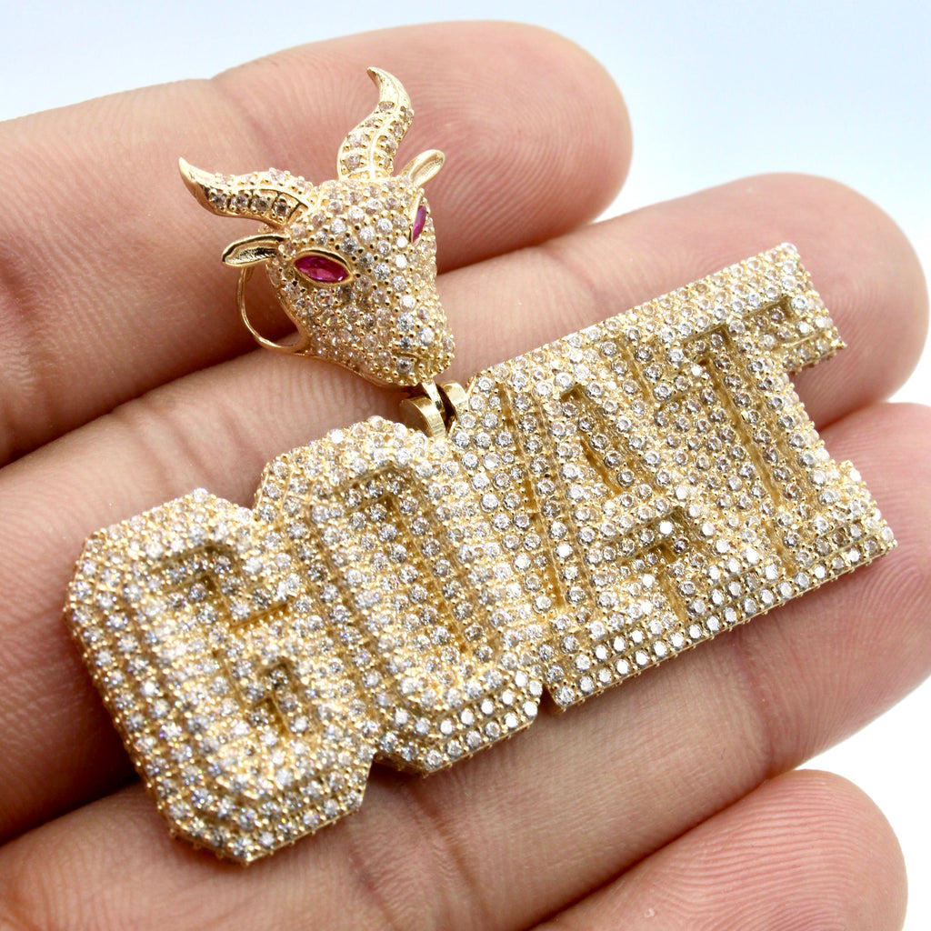 14k Goat Pendant W/ Hollow Rope Chain (3.5MM - 24” Inches) JTJ™ - Javierthejeweler