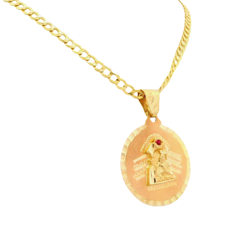 14K Virgen Pendant w/ Solid Cuban Chain (18” Inches) JTJ™ - Javierthejeweler