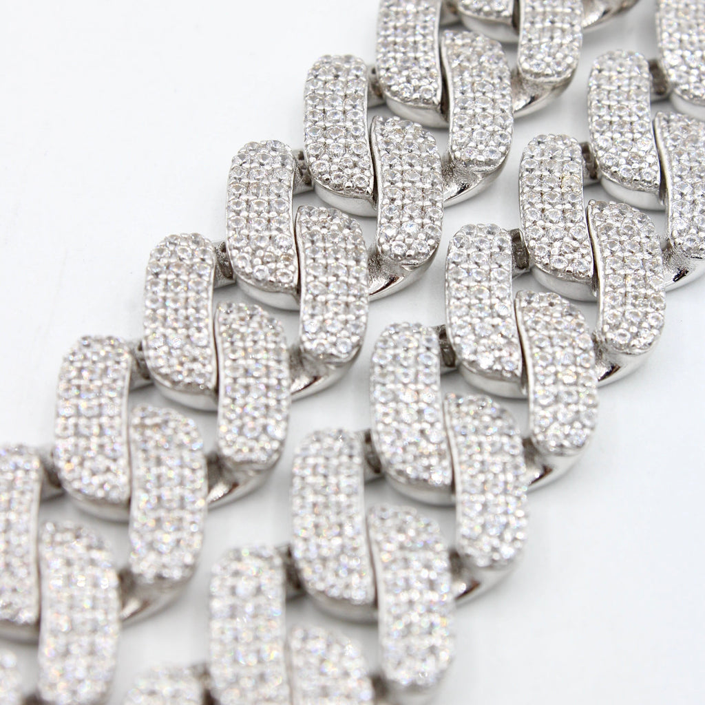 14k Hollow Cuban Bracelet Full CZ (12.5MM) JTJ™ - Javierthejeweler