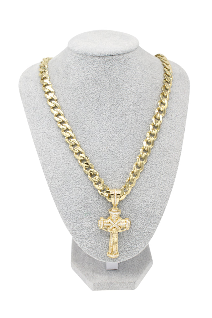 *NEW* PA 14k Crucifix ZC XL Pendant W/ Hollow ITTALLO Cuban Chain JTJ™ - Javierthejeweler