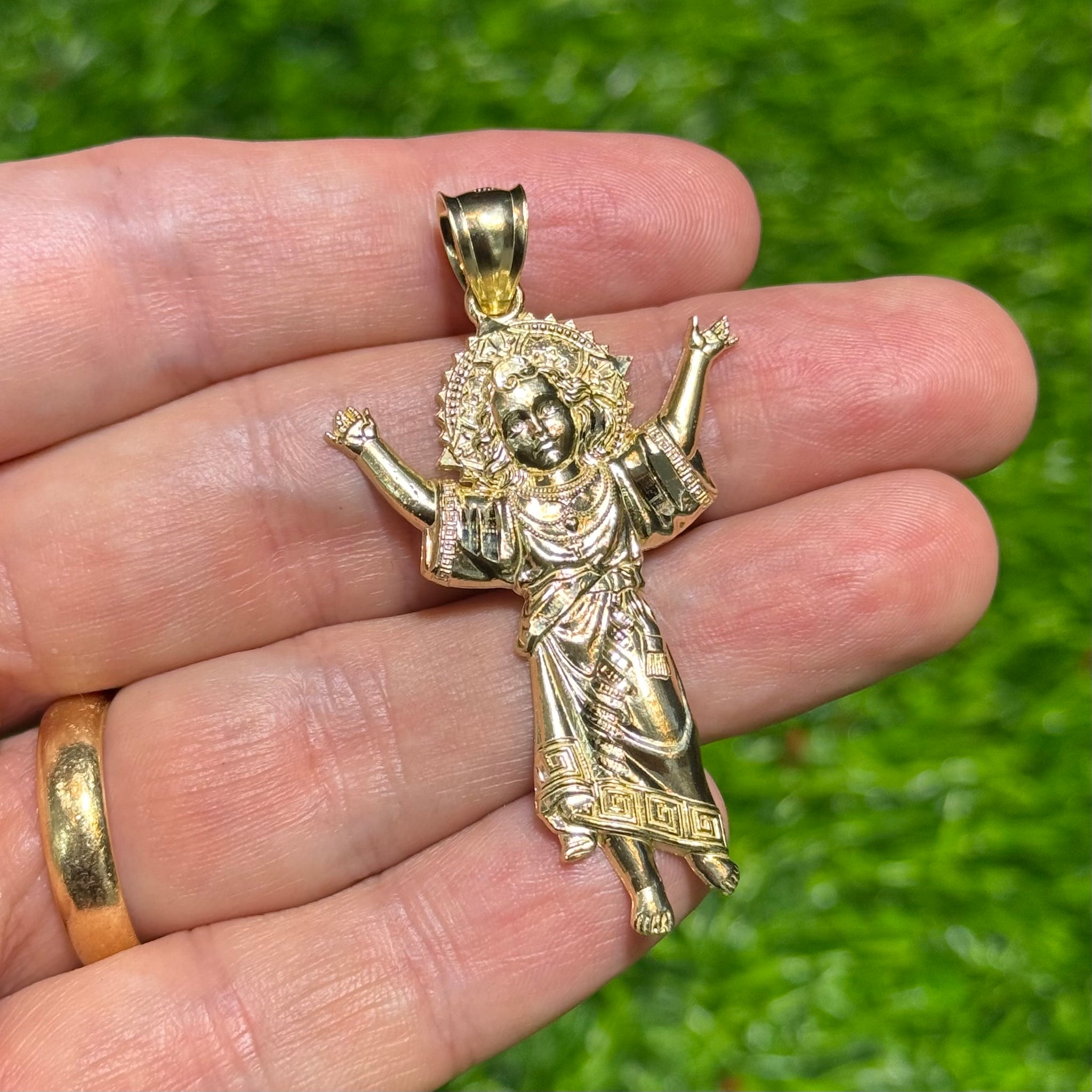 18K Gold Plated Divino Niño Jesus Necklace 18 Inch Religious Jewelry With CZ Stones