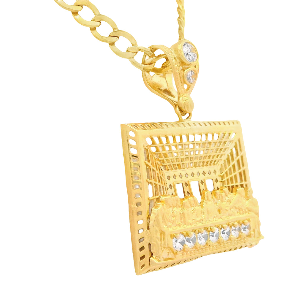 14K Last Supper CZ Pendant W/ Hollow Cuban Curb Chain (4.5MM - 20” Inches) JTJ™ - Javierthejeweler