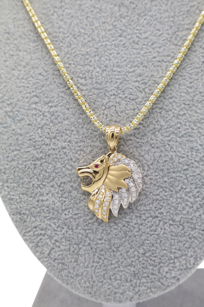 *NEW* PA 14k Lions 🦁 CZ Pendant With Moon Iced Chain JTJ™ - - Javierthejeweler