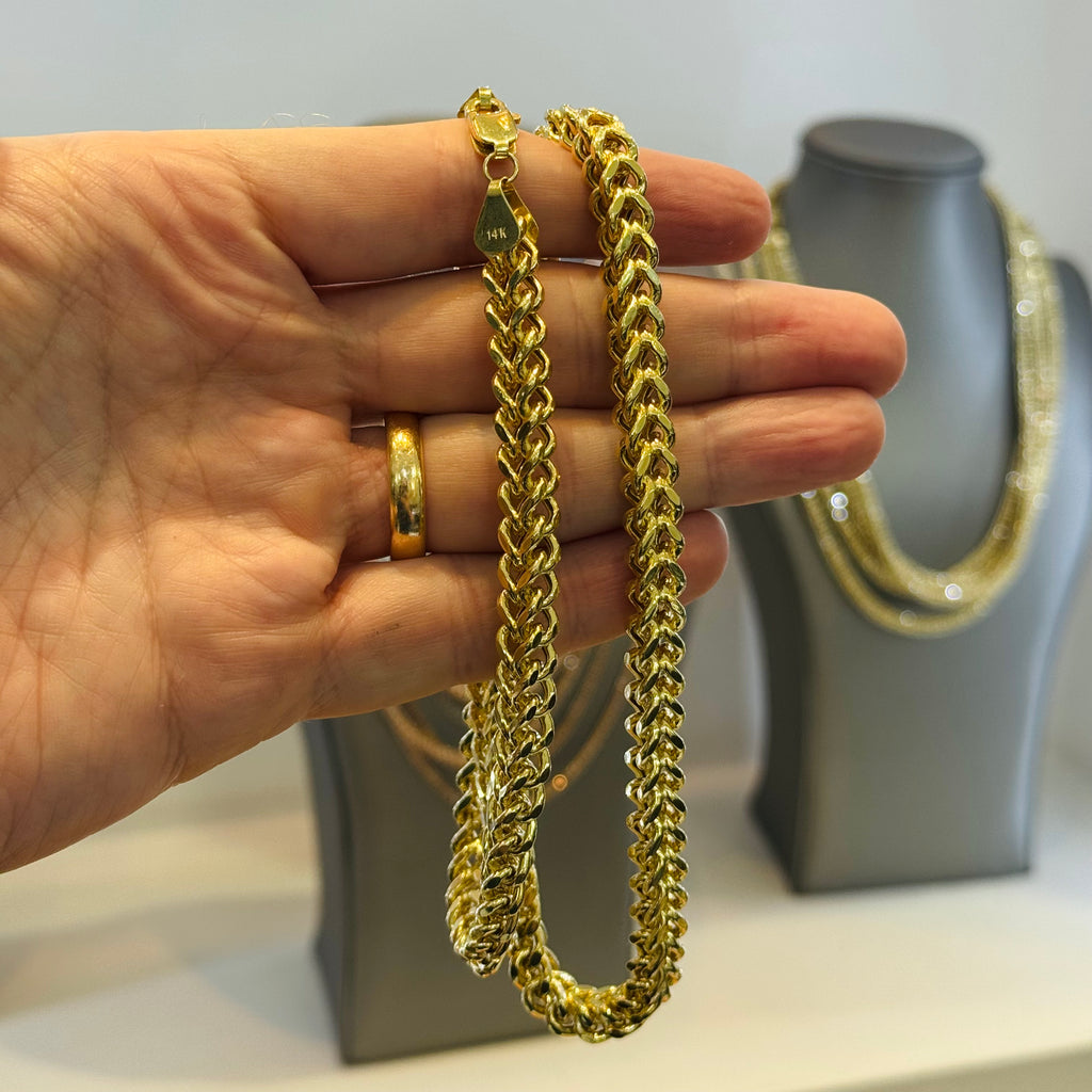 14K Hollow Franco Chain (7.2MM - 24” inches) JTJ™ - Javierthejeweler