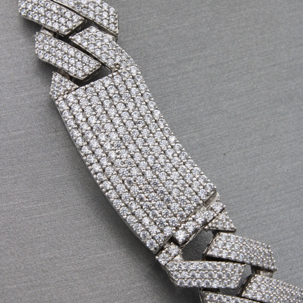 14k White Hollow Cuban EDGE Full CZ (14.5MM / 22" Inches) JTJ™ - Javierthejeweler