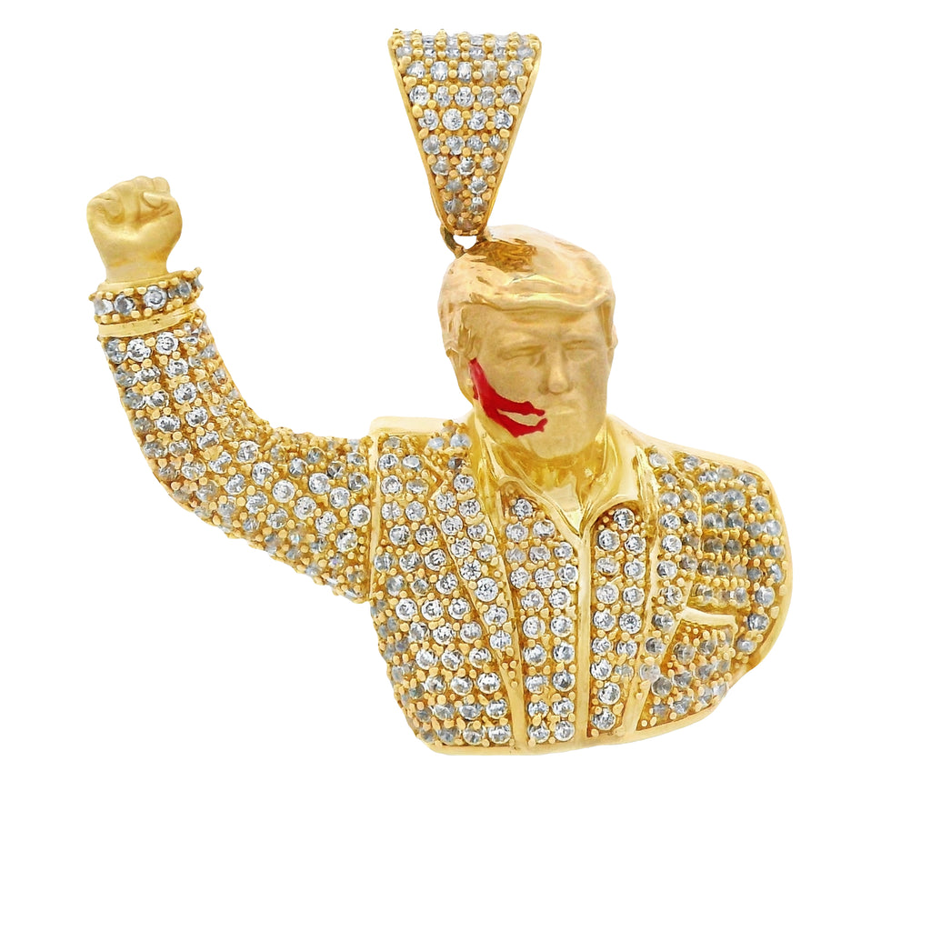 14K Full CZ Tr@mp Pendant (1.8" Inches) JTJ™ - Javierthejeweler