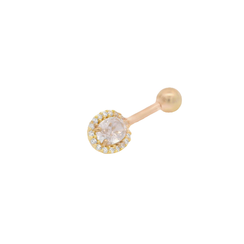 14K CZ Stone Fancy Belly Piercing JTJ™ - Javierthejeweler