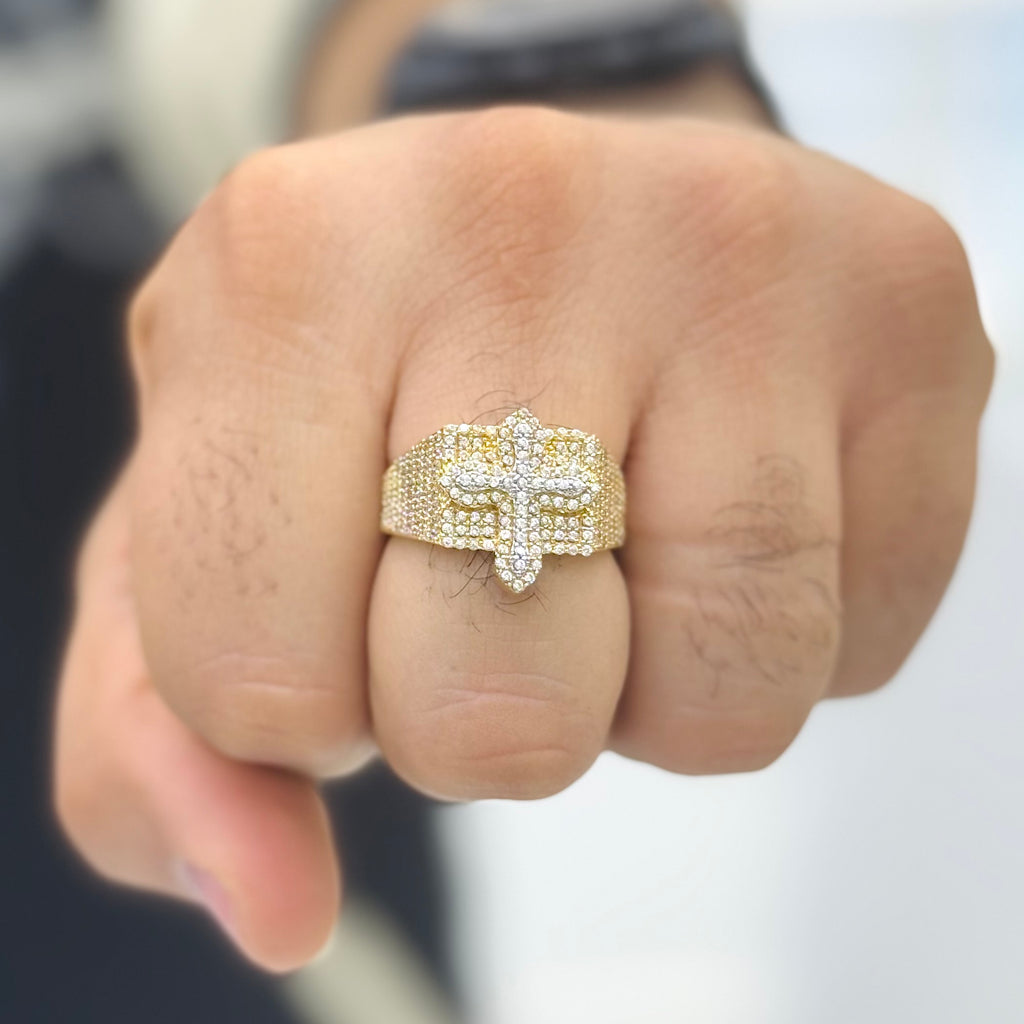 14K Men Cross Ring CZ JTJ™ - Javierthejeweler