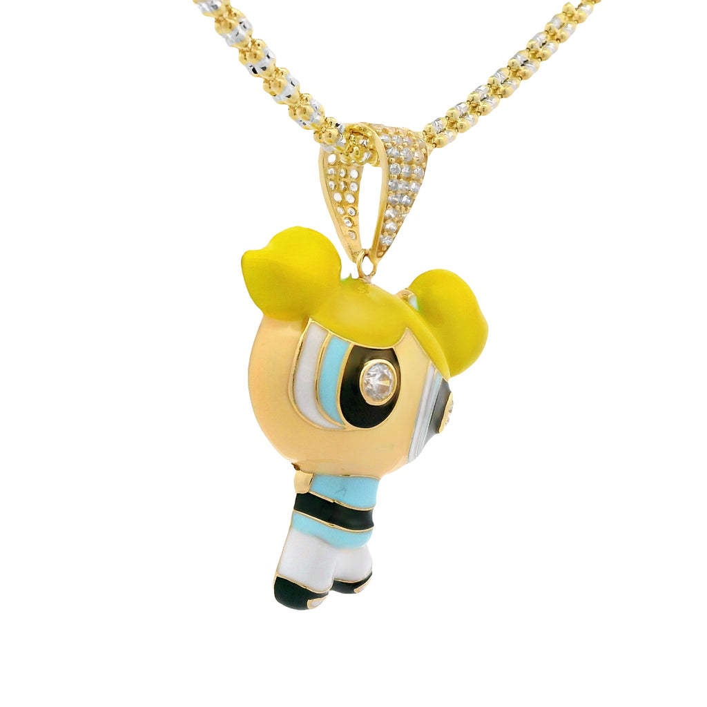 14K CZ PP Burbuja Pendant W/ Moon Ice Chain (2.5MM - 16" Inches) JTJ™ - Javierthejeweler