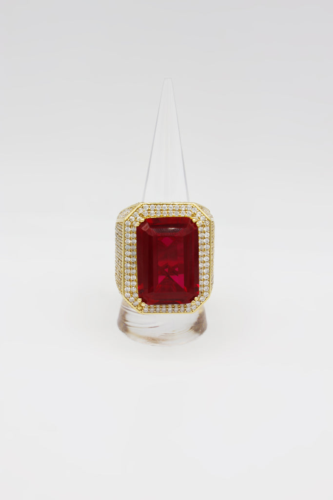 *NEW* 207 14k CZ Men's Red Stone Jumbo Ring JTJ™ - Javierthejeweler