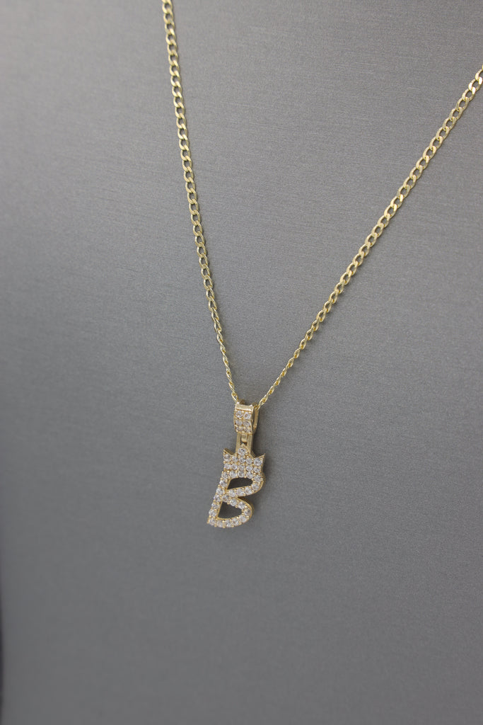 *NEW* 207 14k Solid Cuban Chain W/ Initial Pendant (B) JTJ™ - Javierthejeweler
