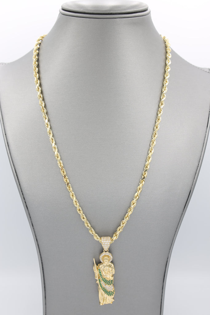 *NEW* 207 14k San Judas Pendant W/ Solid Rope Chain (20” Inches) JTJ™ - Javierthejeweler