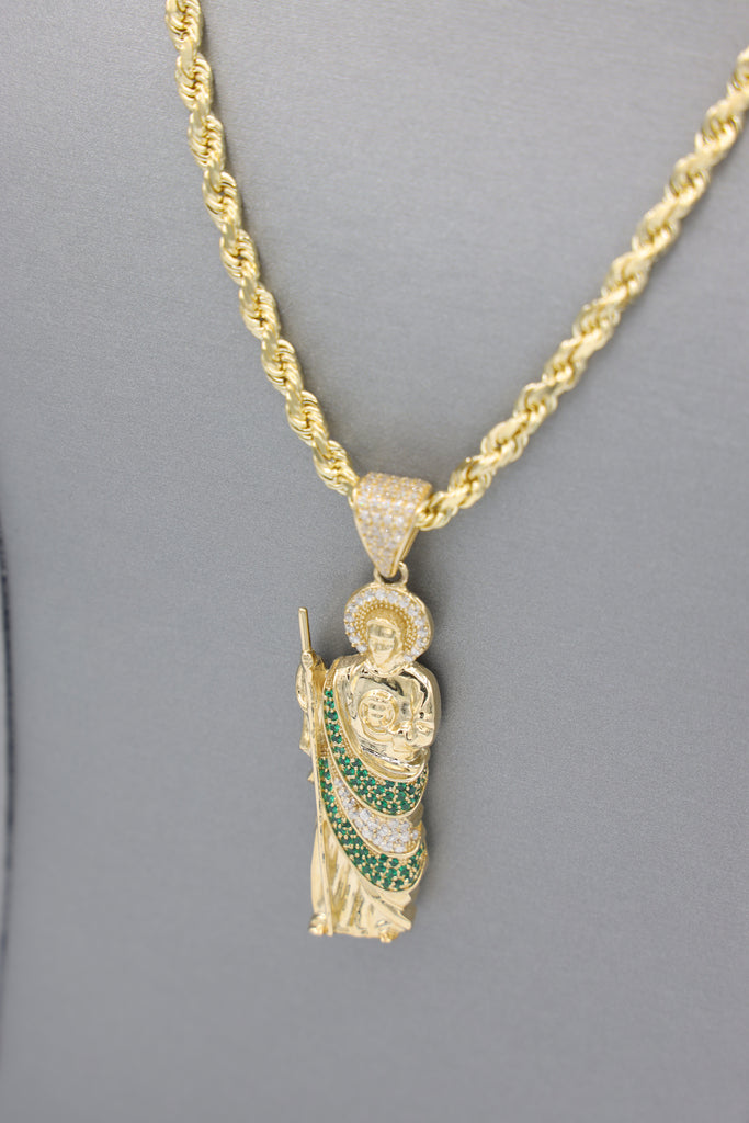 *NEW* 207 14k San Judas Pendant W/ Solid Rope Chain (20” Inches) JTJ™ - Javierthejeweler