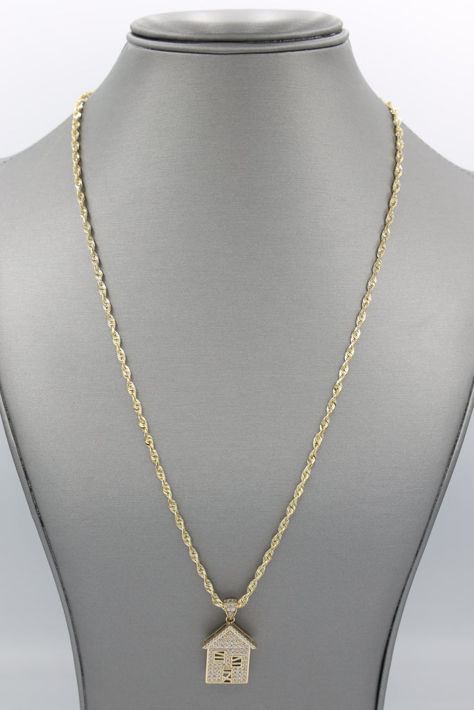 *NEW* 207 14k Trap House Pendant W/ Solid Rope Chain (22” Inches) JTJ™ - Javierthejeweler