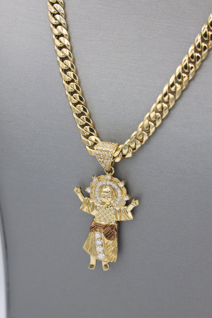 *NEW* 14k Divino Niño Pendant w/ Hollow Cuban Choker Chain (7.5 mm / 16” inches) JTJ™ - Javierthejeweler