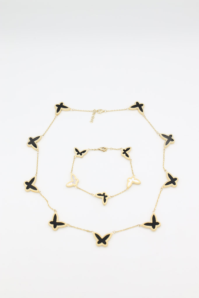 *NEW* 207 14K Women Black Butterfly Choker + Bracelet Set JTJ™ - Javierthejeweler