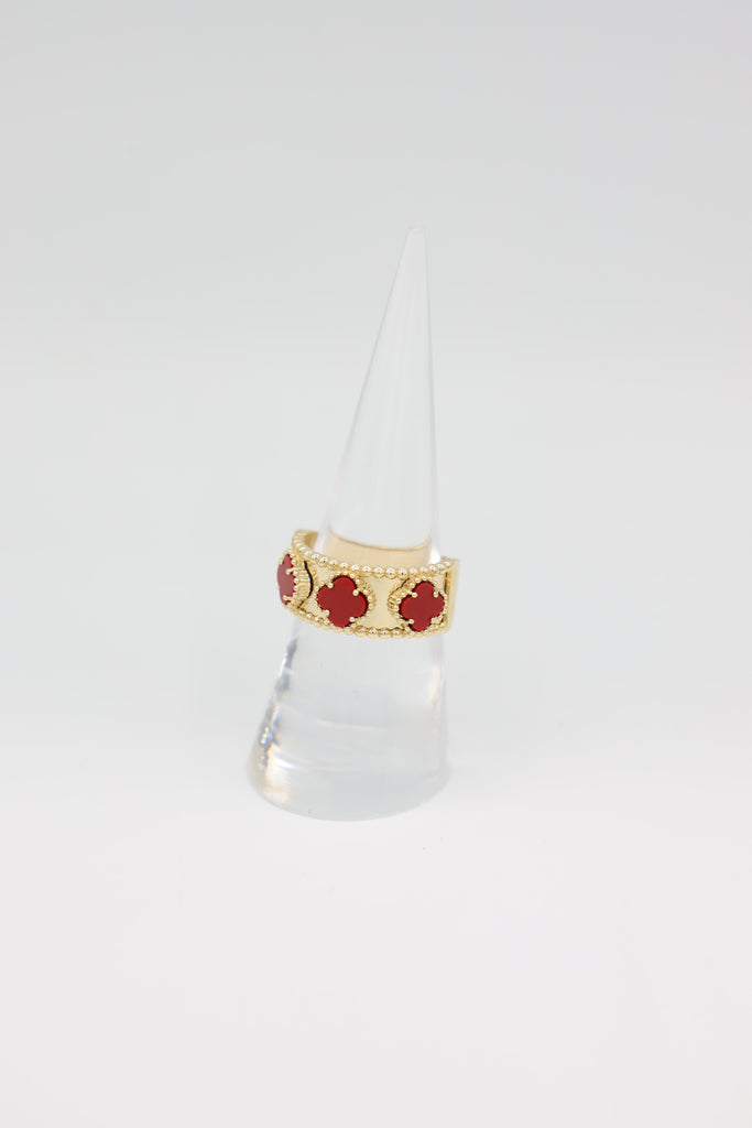 *NEW* 207 14K Clover Fancy Ring (Red) JTJ™ - Javierthejeweler