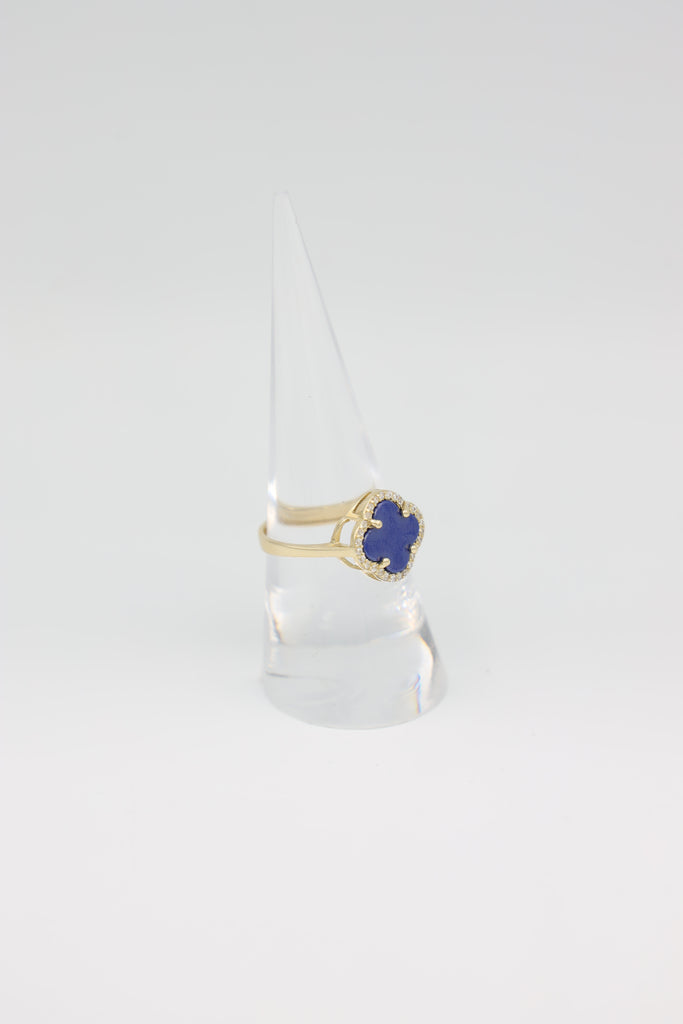 *NEW* 207 14K Cz Clover Ring (Blue) JTJ™ - Javierthejeweler