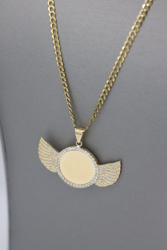 *NEW* 207 14K Small Wings Picture Pendant W/ Solid Cuban Curb Chain - JTJ™ - Javierthejeweler