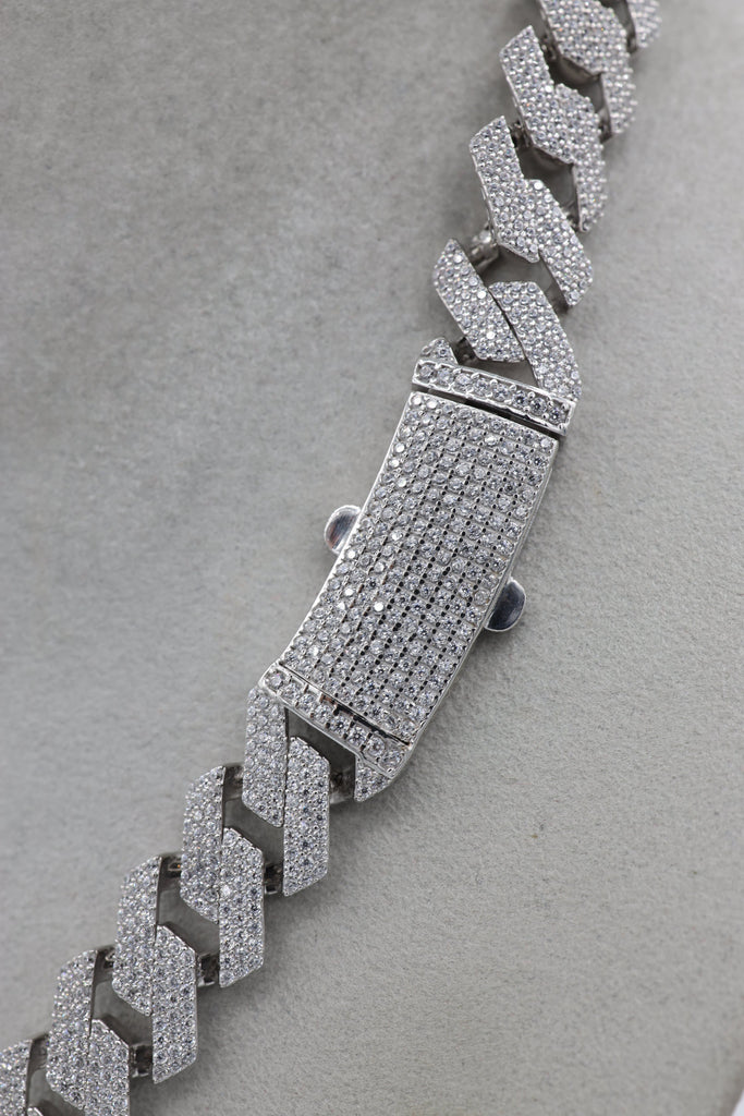 *NEW* 14k White Gold Hollow Cuban ITTALLO Chain Full CZ (13MM / 24" Inches) JTJ™ - Javierthejeweler