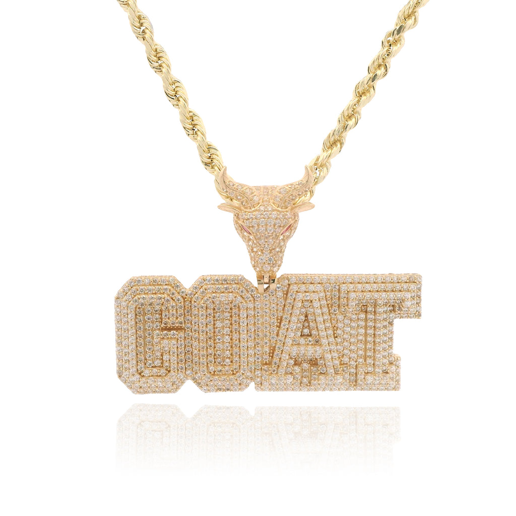 14k Goat Pendant W/ Hollow Rope Chain (3.5MM - 24” Inches) JTJ™ - Javierthejeweler