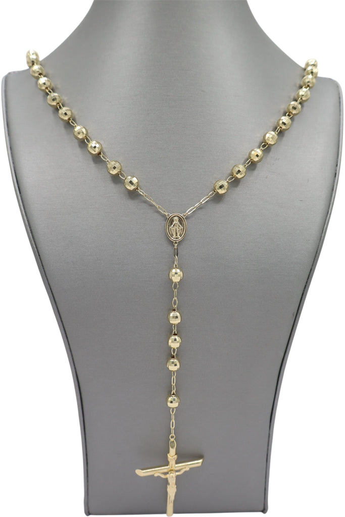 14K PA Rosary (8MM - 24” Inches) JTJ™- - Javierthejeweler
