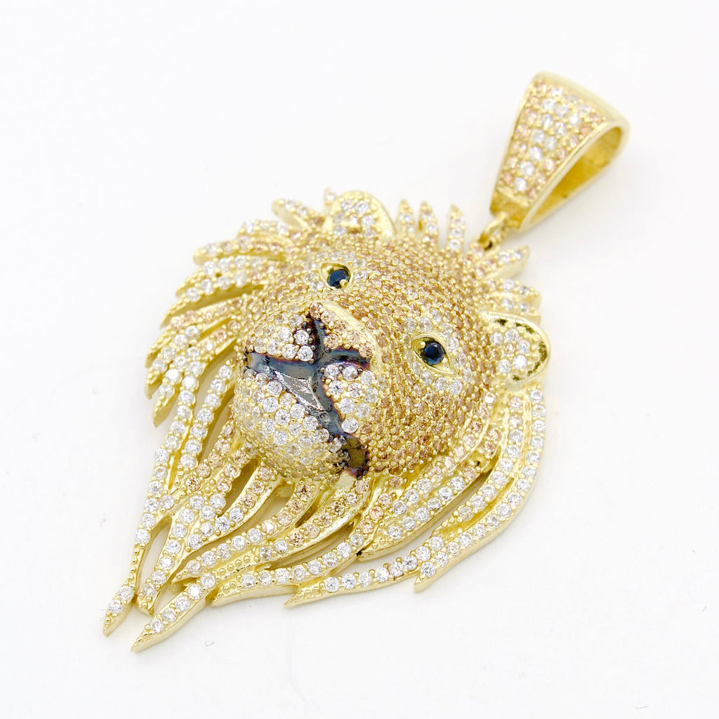 14k CZ Lions Head Pendant JTJ™ - Javierthejeweler