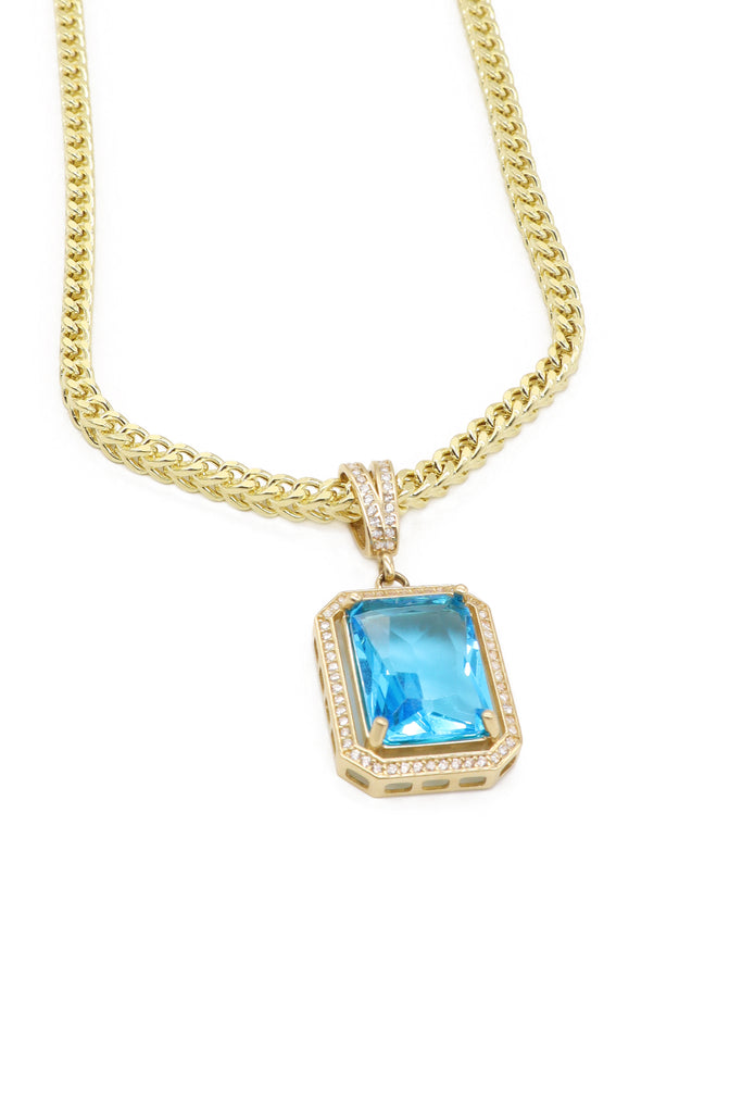 *NEW* PA 14K Sapphire ZC Pendant w/Hollow Franco Chain - JTJ™ - Javierthejeweler