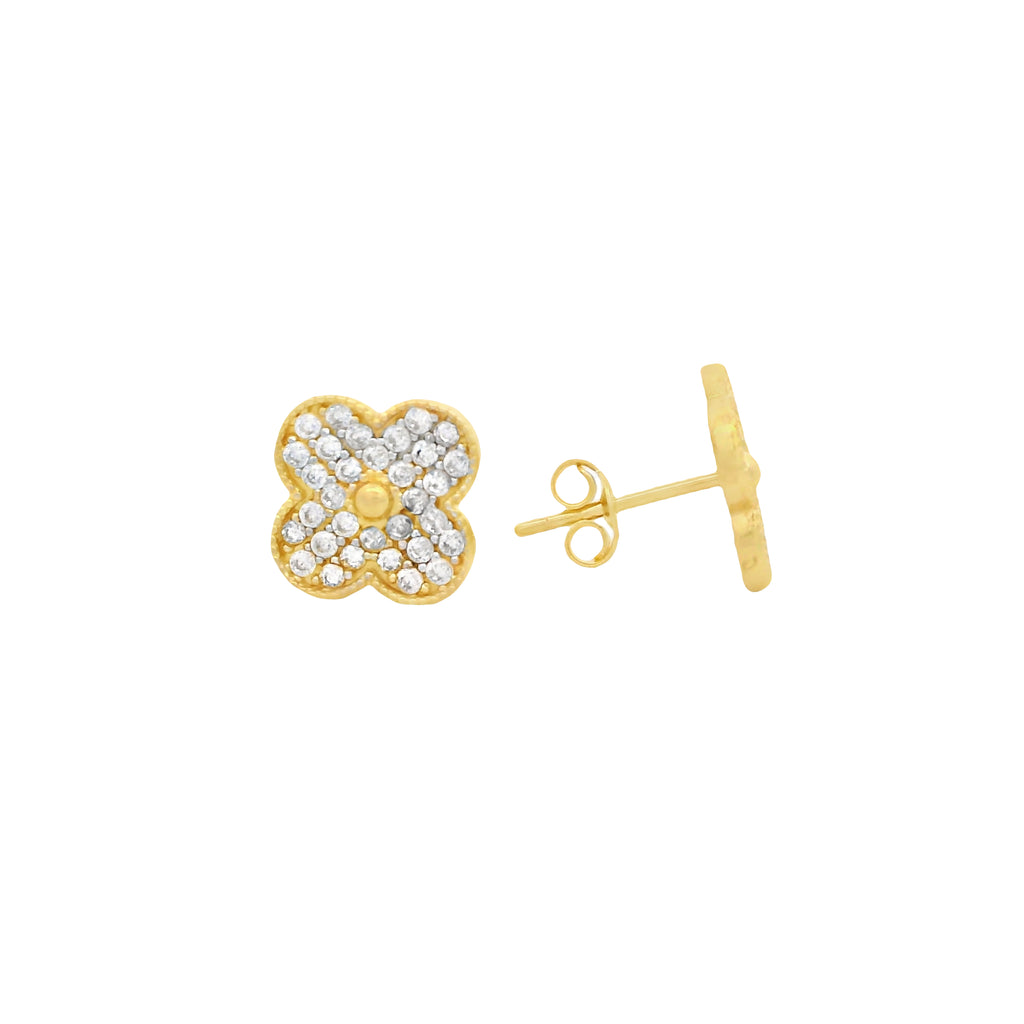 14K Clover CZ Earrings (10MM) JTJ™ - Javierthejeweler