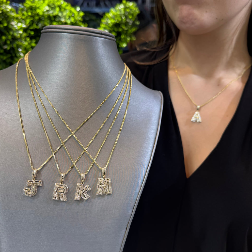 14k Initial CZ Pendant W/ Hollow Franco Chain (18” Inches) JTJ™ - Javierthejeweler