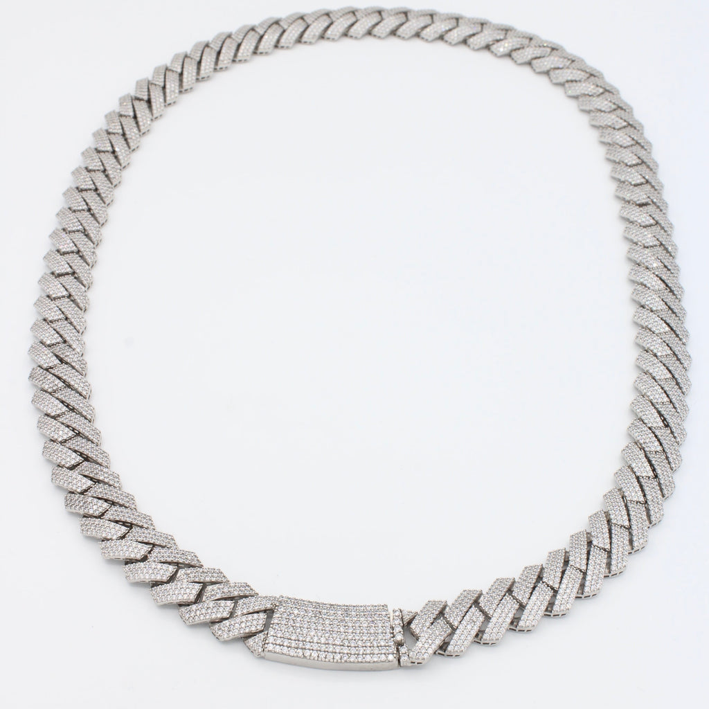 14k White Hollow Cuban EDGE Full CZ (14.5MM / 22" Inches) JTJ™ - Javierthejeweler