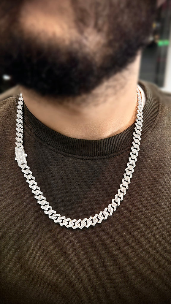 *NEW* 14k White Gold Hollow Cuban Chain Full CZ (9MM / 22" Inches) JTJ™ - Javierthejeweler