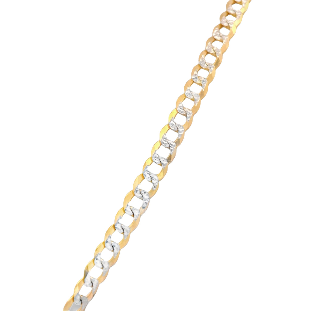 14K Initial (A) CZ Pendant w/ Solid Two Tone Cuban Chain (18” Inches) JTJ™ - Javierthejeweler