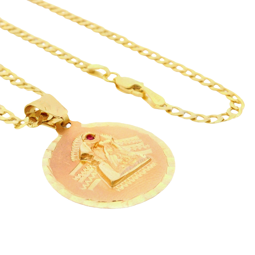 14K Virgen Pendant w/ Solid Cuban Chain (18” Inches) JTJ™ - Javierthejeweler