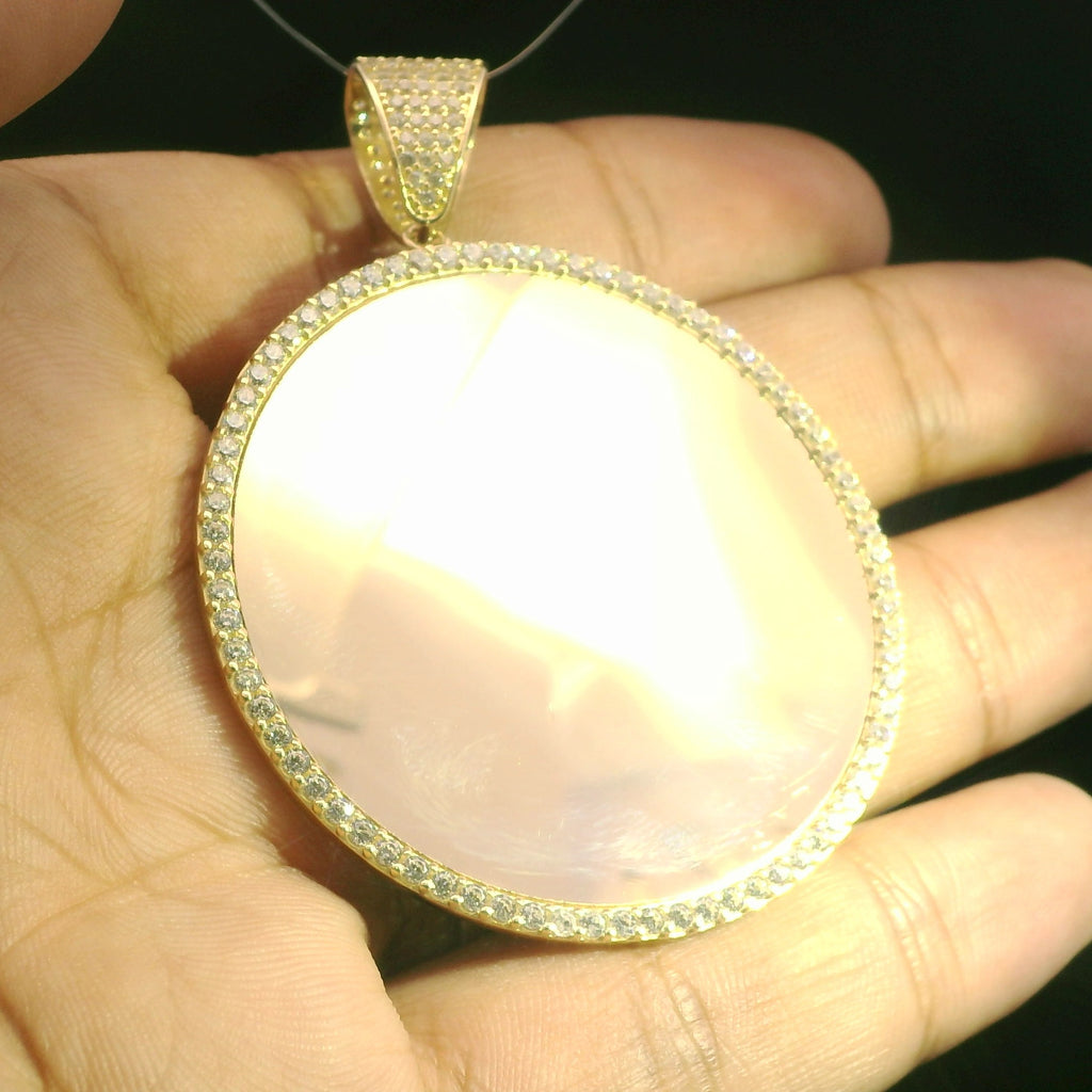14K Picture CZ Round Pendant (2.5” Inches ) JTJ™ - Javierthejeweler