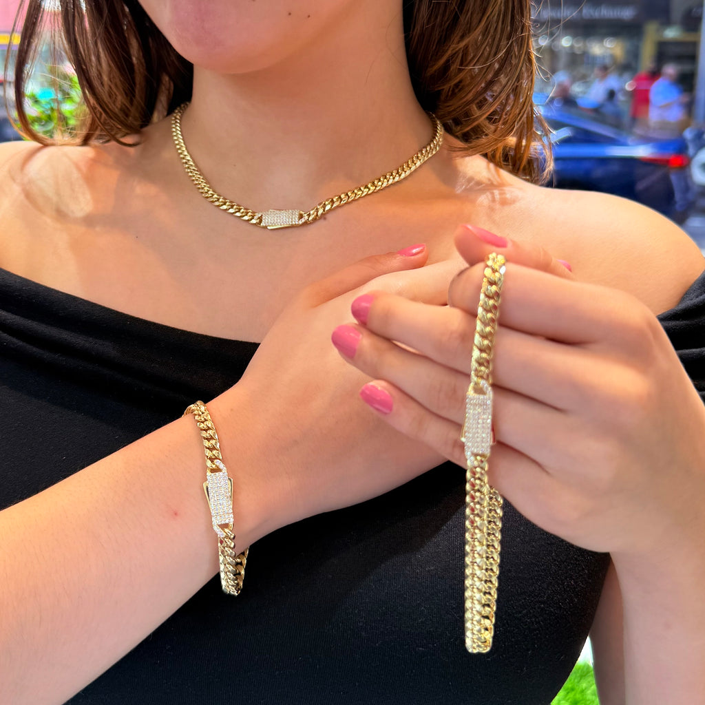 14k Hollow Cuban Choker + Bracelet + Ankle Bracelet (6MM) 🤩 JTJ™ - Javierthejeweler