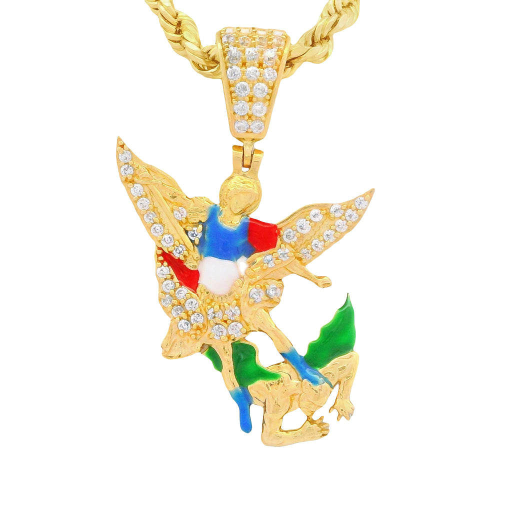 14k San Miguel CZ Pendant W/ Hollow Rope Chain (3.5MM // 22” Inches) JTJ™ - Javierthejeweler