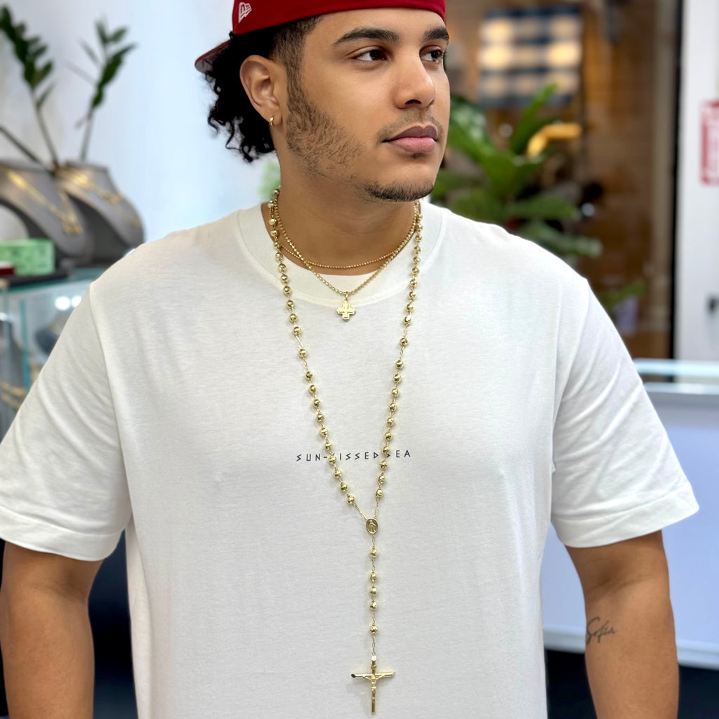 14K PA Rosary (8MM - 24” Inches) JTJ™- - Javierthejeweler